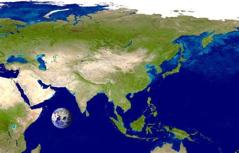Asia Map and Satellite Image .